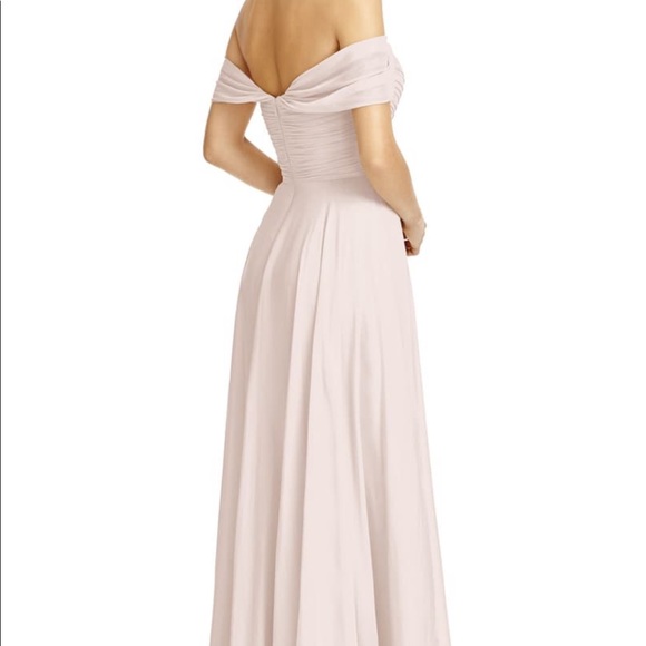 Dessy Collection Lux Off The Shoulder Chiffon Gown - Picture 5 of 9